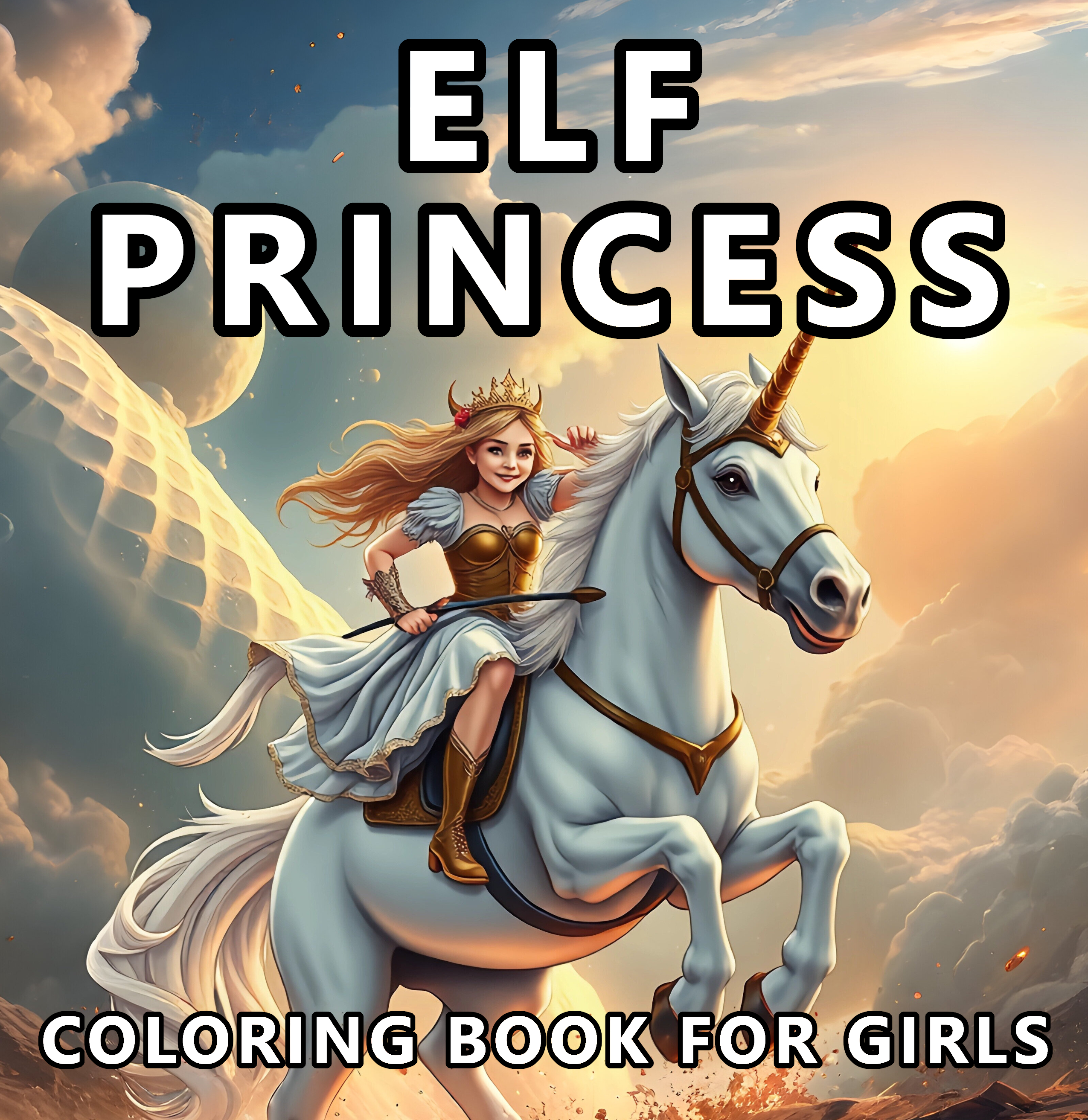 Elf princess coloring book for girls